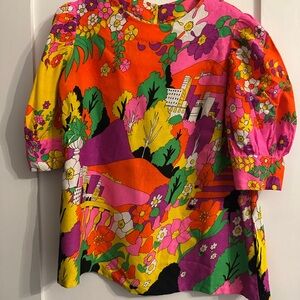 Fantastic vintage hand made shirt with bitchin’ Peter Max inspired print